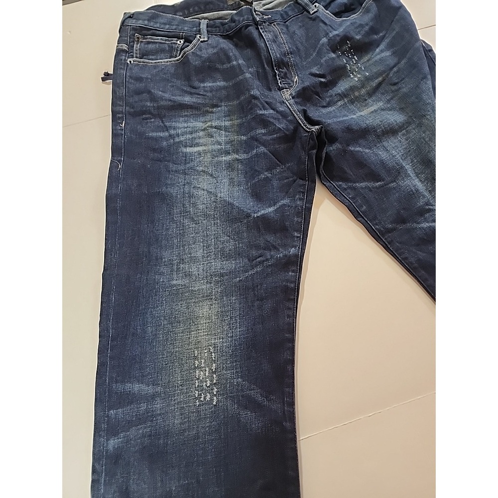 Sean John 40x33 Hamilton Distressed Jeans Zipper Pocket Detail Blue Relaxed Fit - Picture 3 of 12